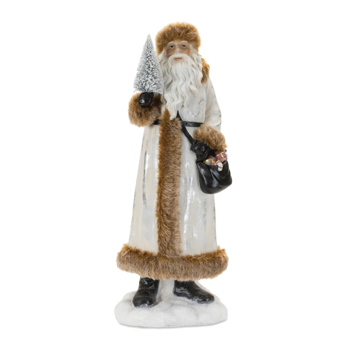 Christmas Elegant Santa Figurine – 22" Gold White Resin by Melrose