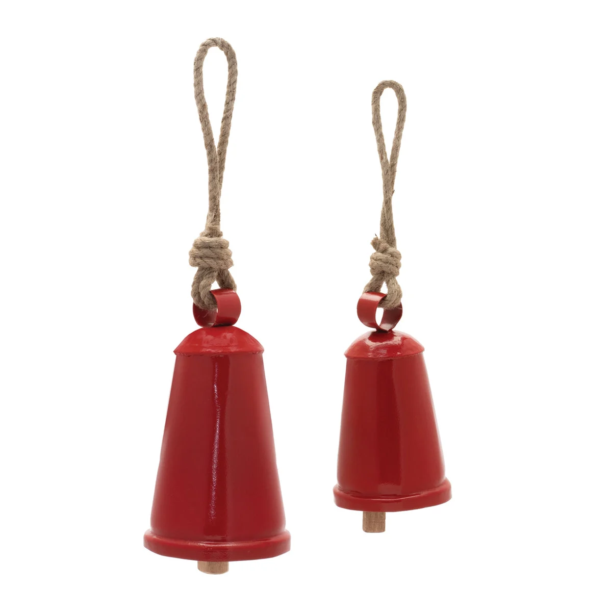 Rustic Iron Bell Ornaments with Jute Rope 6.5"– Set of 4 Christmas Hanging Bells by Melrose