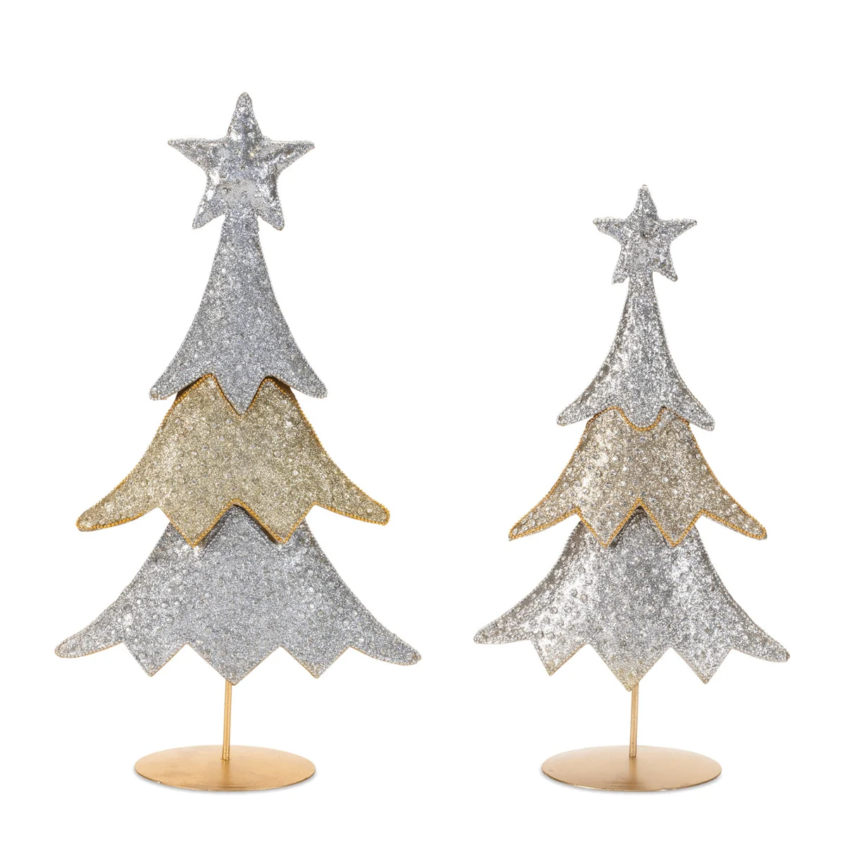 Christmas Tree Tabletop Accents Jeweled Metal Iron – Gold And Silver 18.75" by Melrose