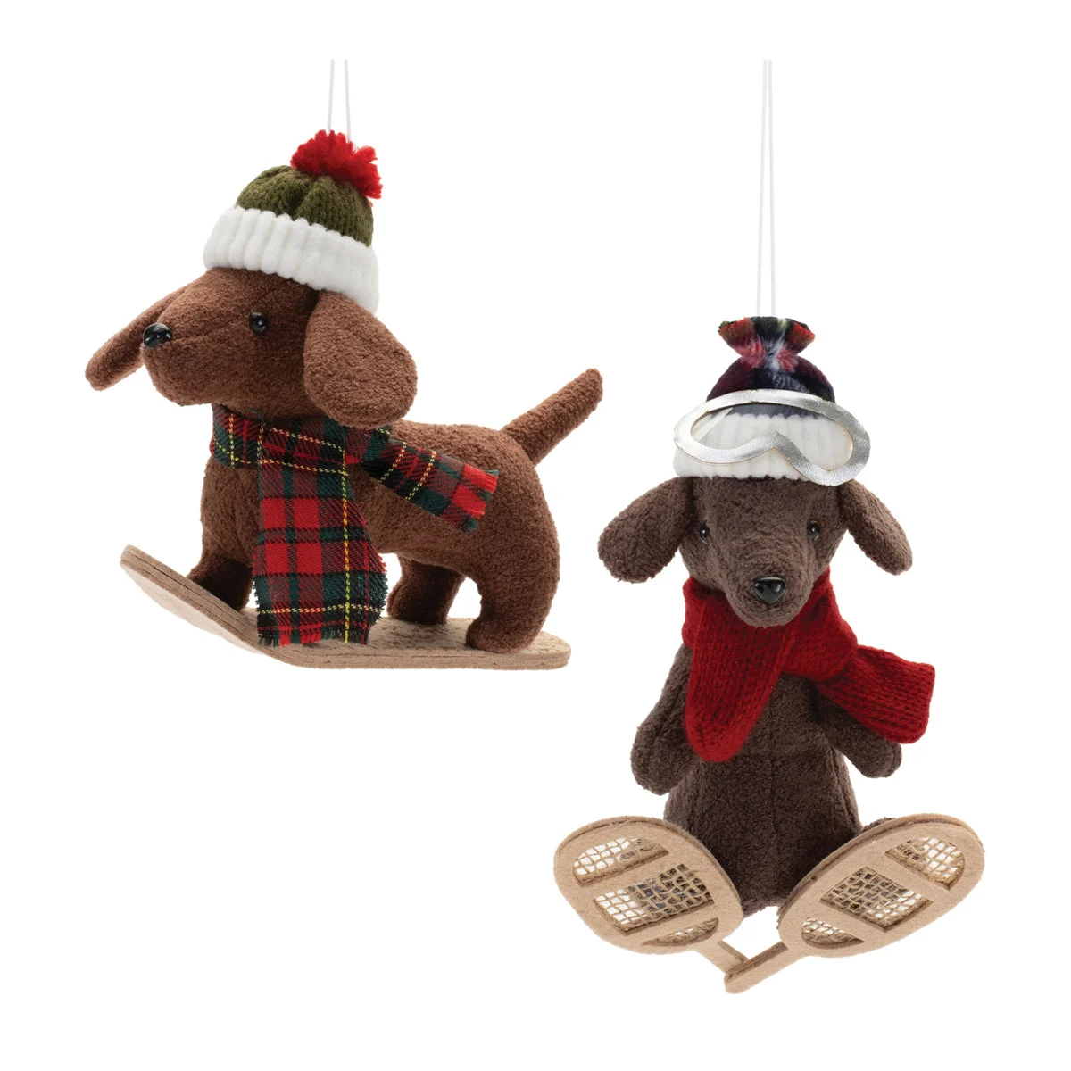 Plush Dog Christmas Ornaments Ski And Snowboard Theme –9" Holiday Tree Accents by Melrose