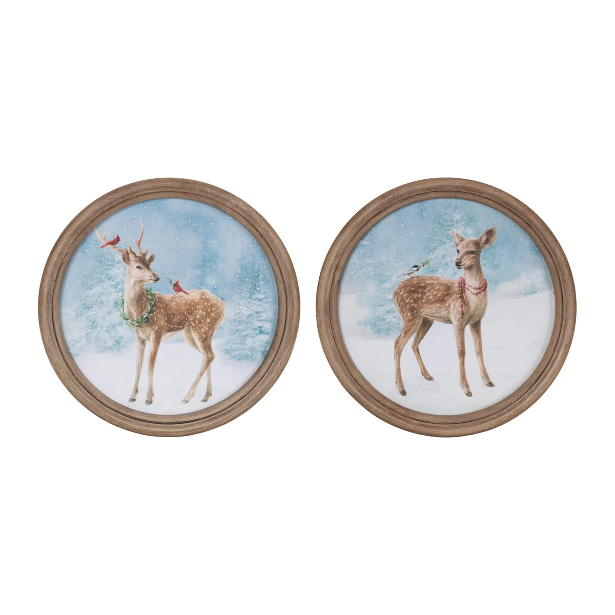 Framed Woodland Deer Prints – Rustic Winter Wall Decor 11.75" by Melrose