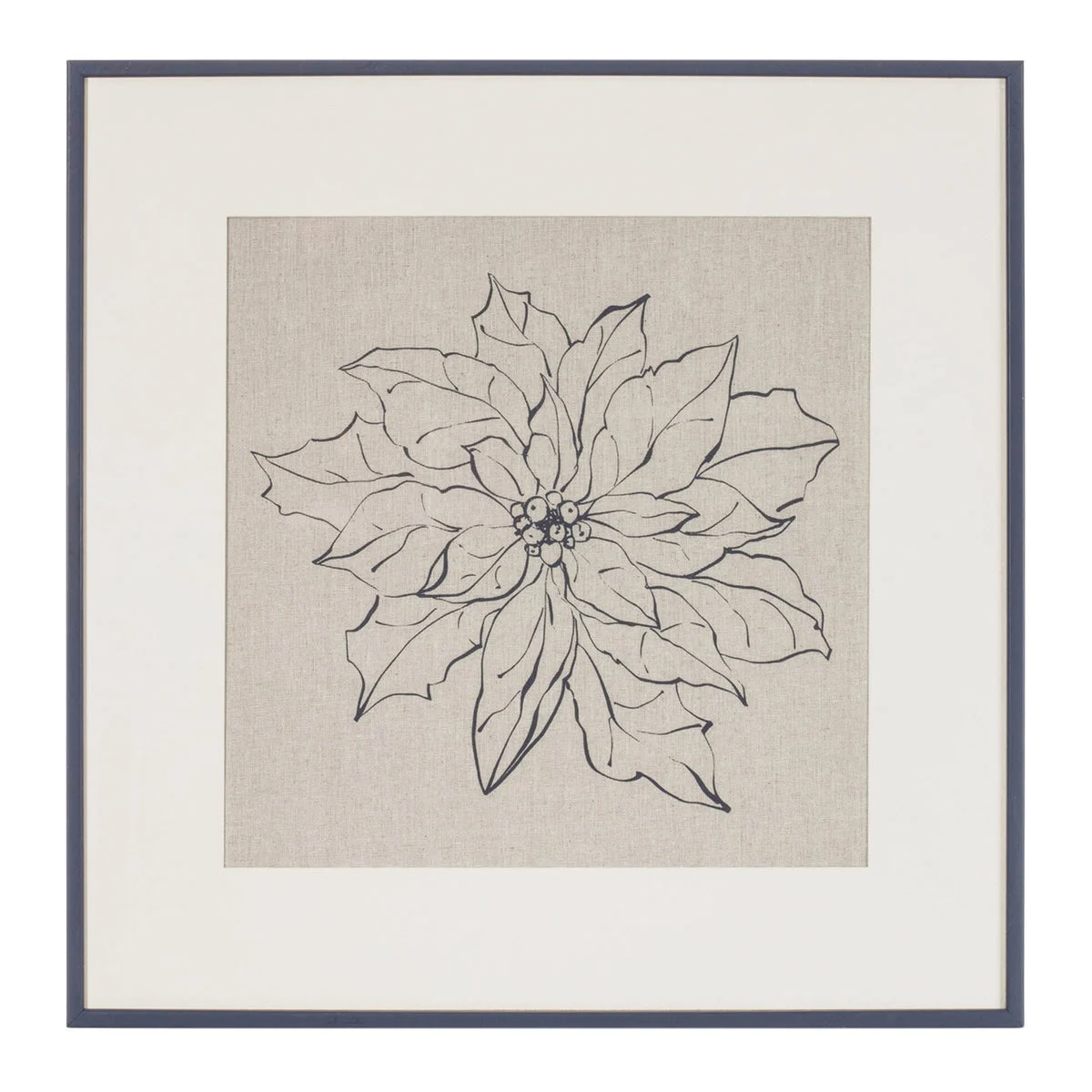 Botanical Poinsettia Wall Art Framed Holiday Print – 20" Square by Melrose