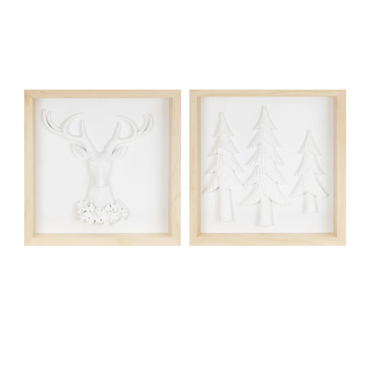 Holiday Nature Christmas Wall Decor Framed Deer Artwork- 12 "Square by Melrose