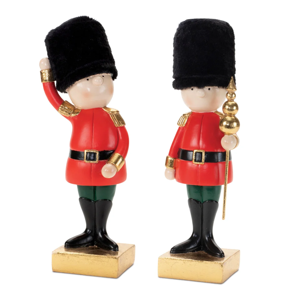 Christmas Nutcracker Guard Soldier Figurines 9.5"– Resin Set of 2 by Melrose