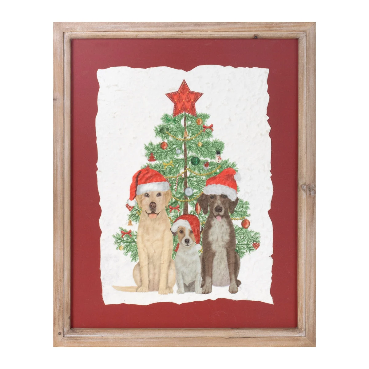 Festive Dog Christmas Wall Art – Framed Tree Print 15"H by Melrose