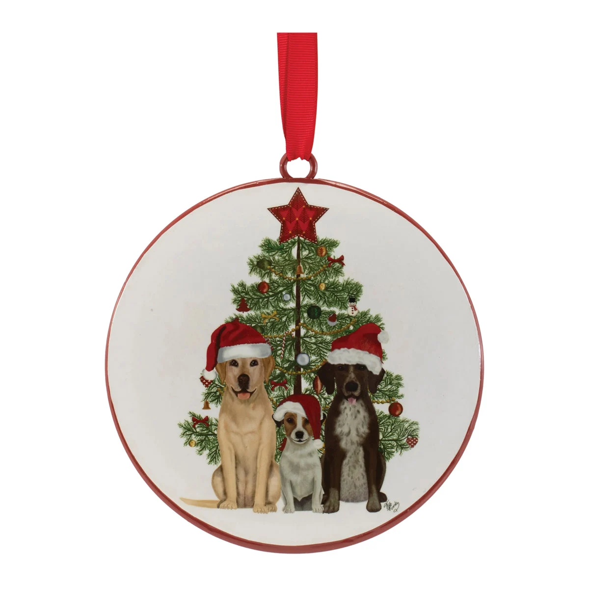 Christmas Dog Lover Ornaments 6"– Tree Disc Design Set of 12 by Melrose