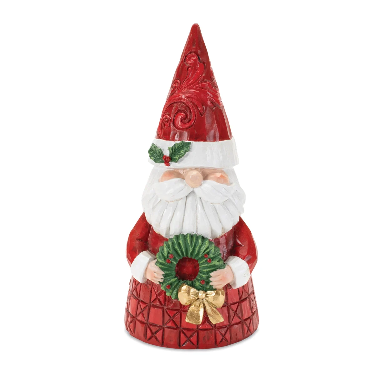 Christmas Santa Figurine with Wreath – 8.5" Resin Decor by Melrose