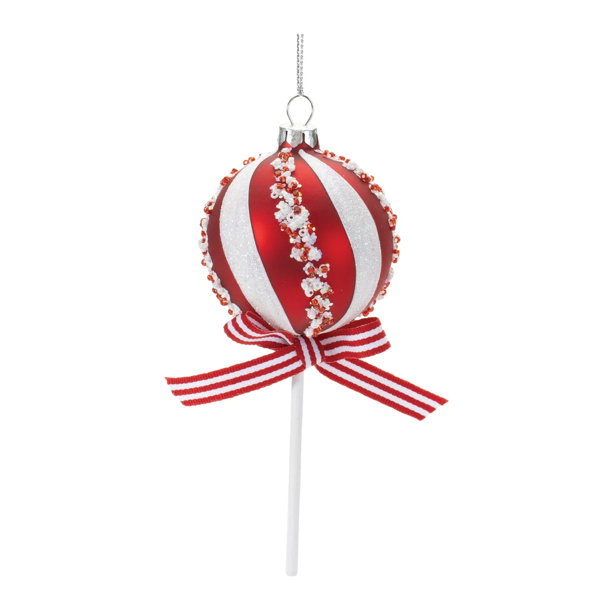 Christmas Glass Peppermint Ornaments Cake Pop Holiday Decor – Set of 12,6" by Melrose