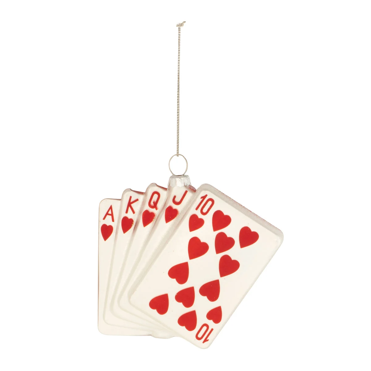 Red & White Playing Card Ornament Set (12 Pc), 3.25"H Glass Holiday Decor by Melrose