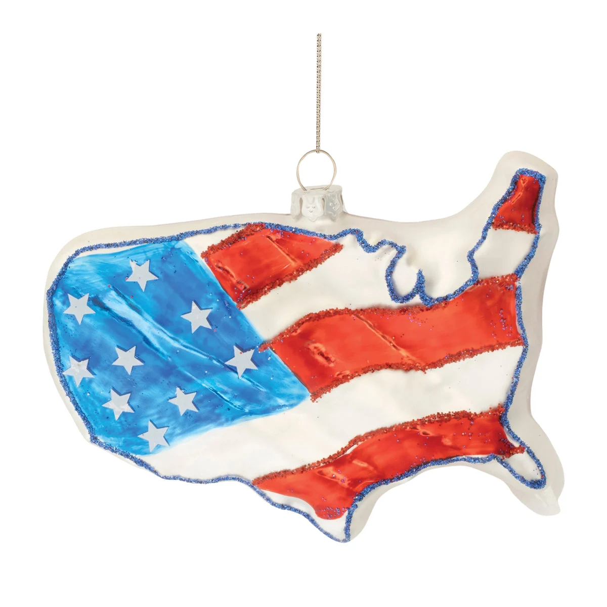 Patriotic USA Glass Tree Ornaments (Set of 6), 4.5"L by Melrose