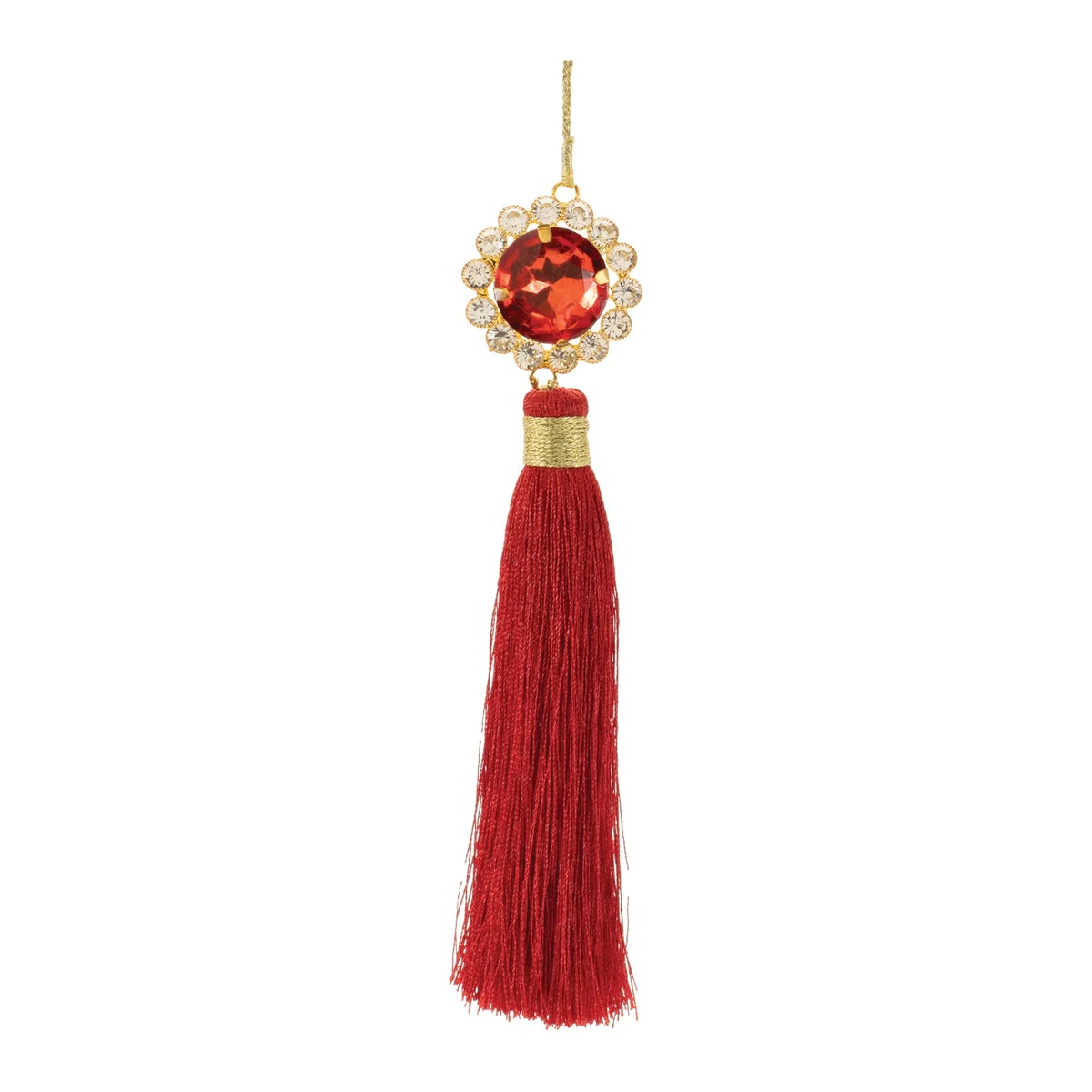 Christmas Glam Tassel Ornaments Red and Gold Tree Decorations – Set of 6, 7.75" H by Melrose
