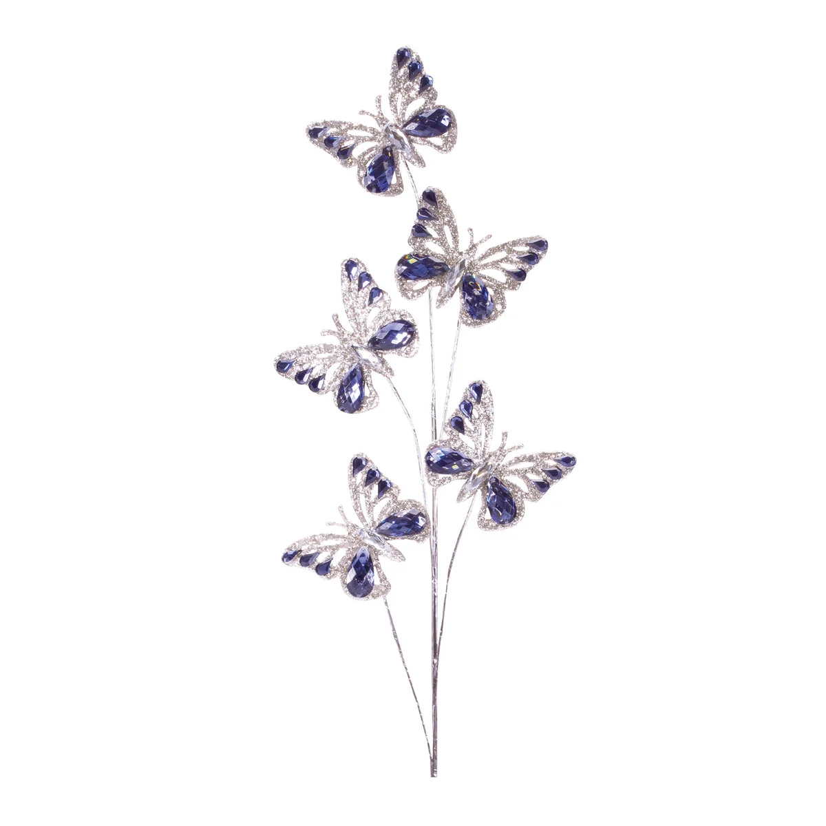 Blue and Silver Butterfly Floral Spray Holiday Accents – Set of 2, 30.5" by Melrose