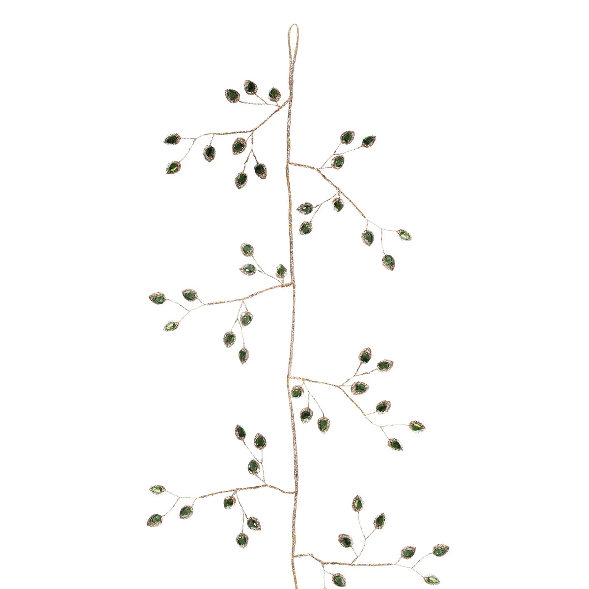 Jeweled Leaf Garland Green and Gold Holiday Accent – Set of 2, 63" by Melrose