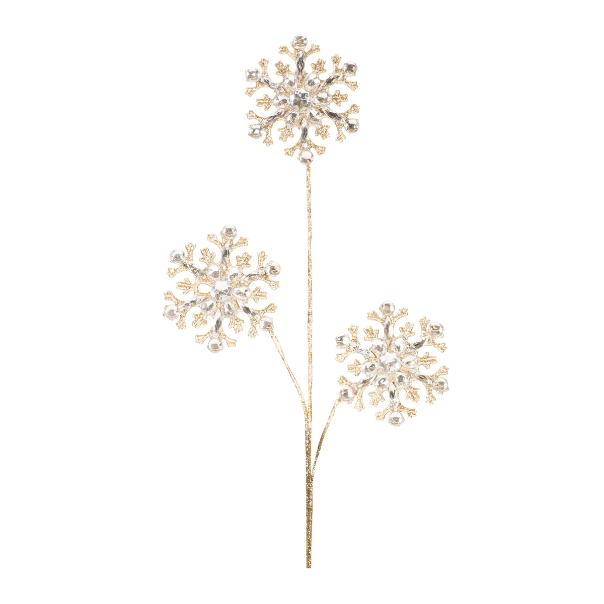 Christmas Jeweled Snowflake Spray Holiday Decorative Stem – Set of 2, 9.5" by Melrose