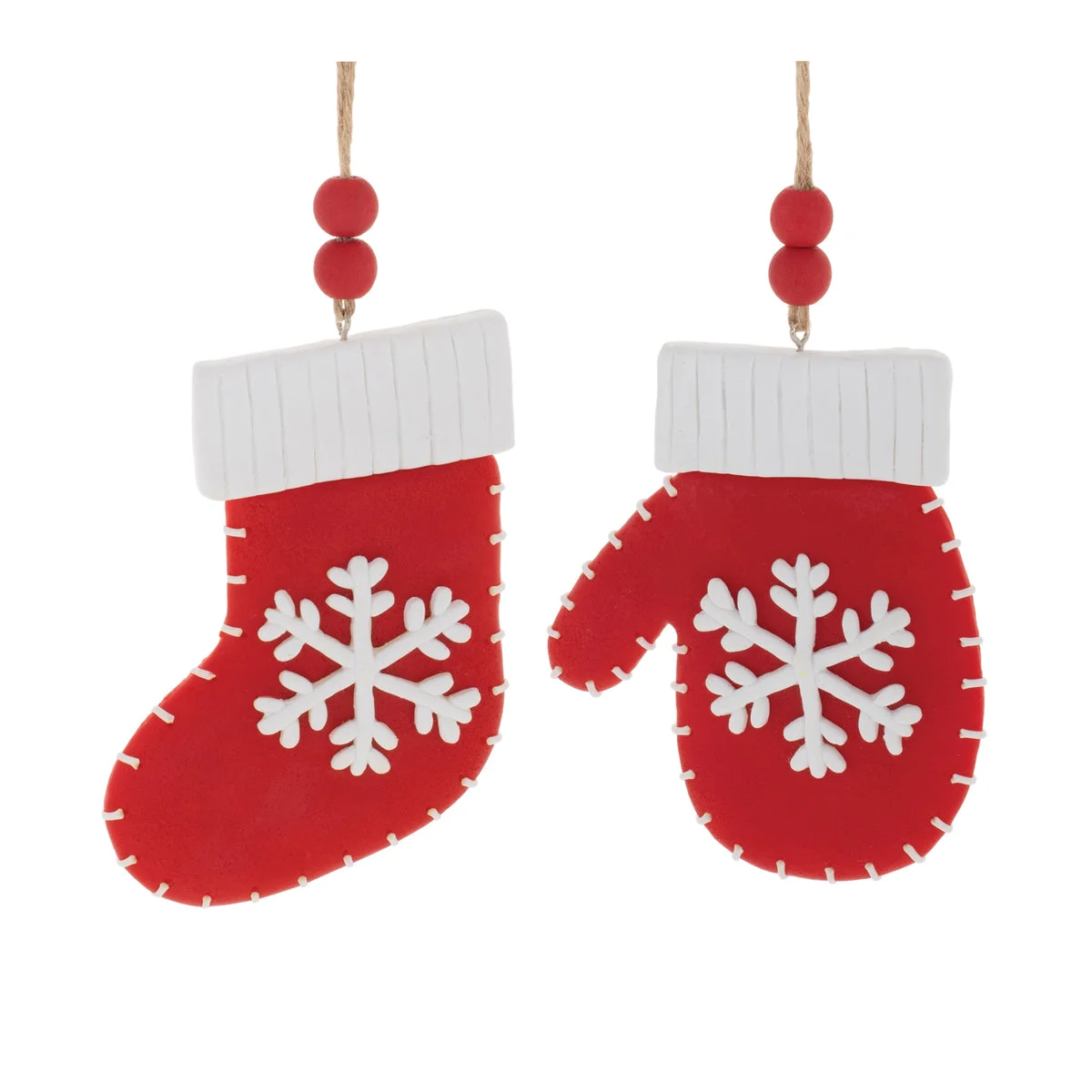 Christmas Red and White Mitten Stocking Ornaments Tree Decor – Set of 12, 4" by Melrose
