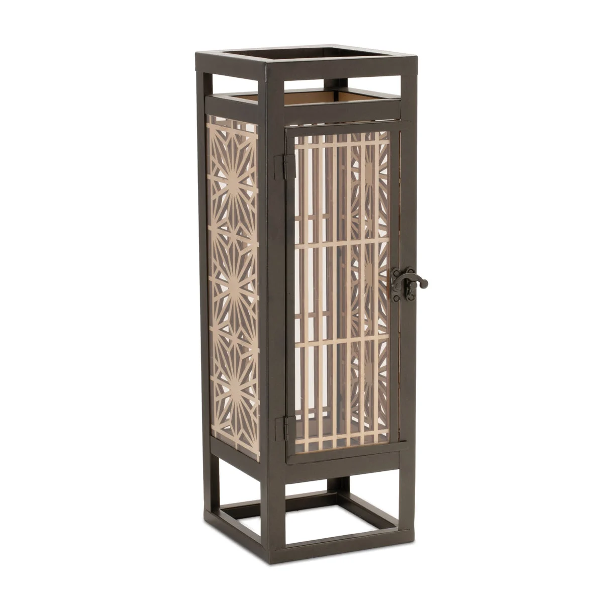 Candle Holder Cut Out Wood Iron Frame 15.5 Inch Indoor Candle Decor by Melrose
