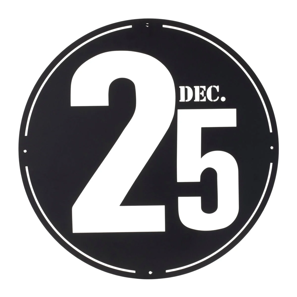 December 25 Metal Wall Art Black Iron 24 Inch Industrial Holiday Decor by Melrose