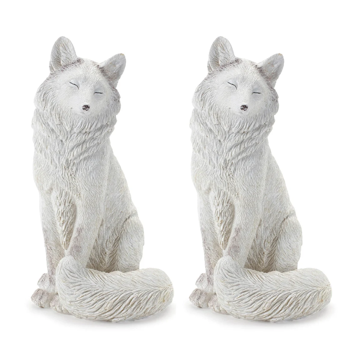 Winter Fox White Polyresin Figurines Set of 2 8.5 Inch Festive Decor by Melrose