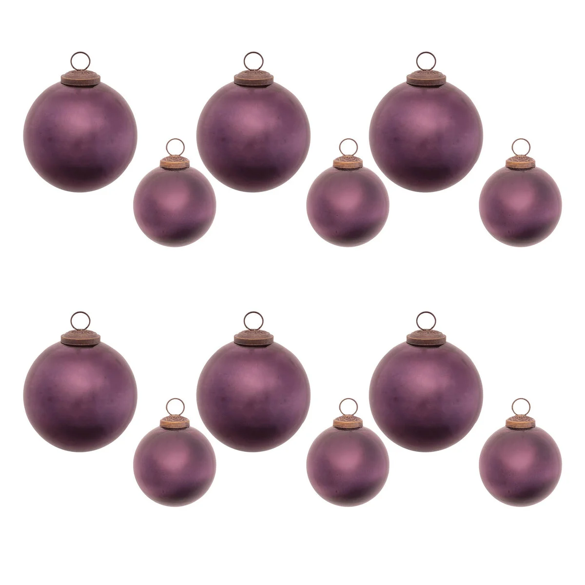 Frosted Glass Ball Ornament Set Glass 4"D Plum Purple by Melrose