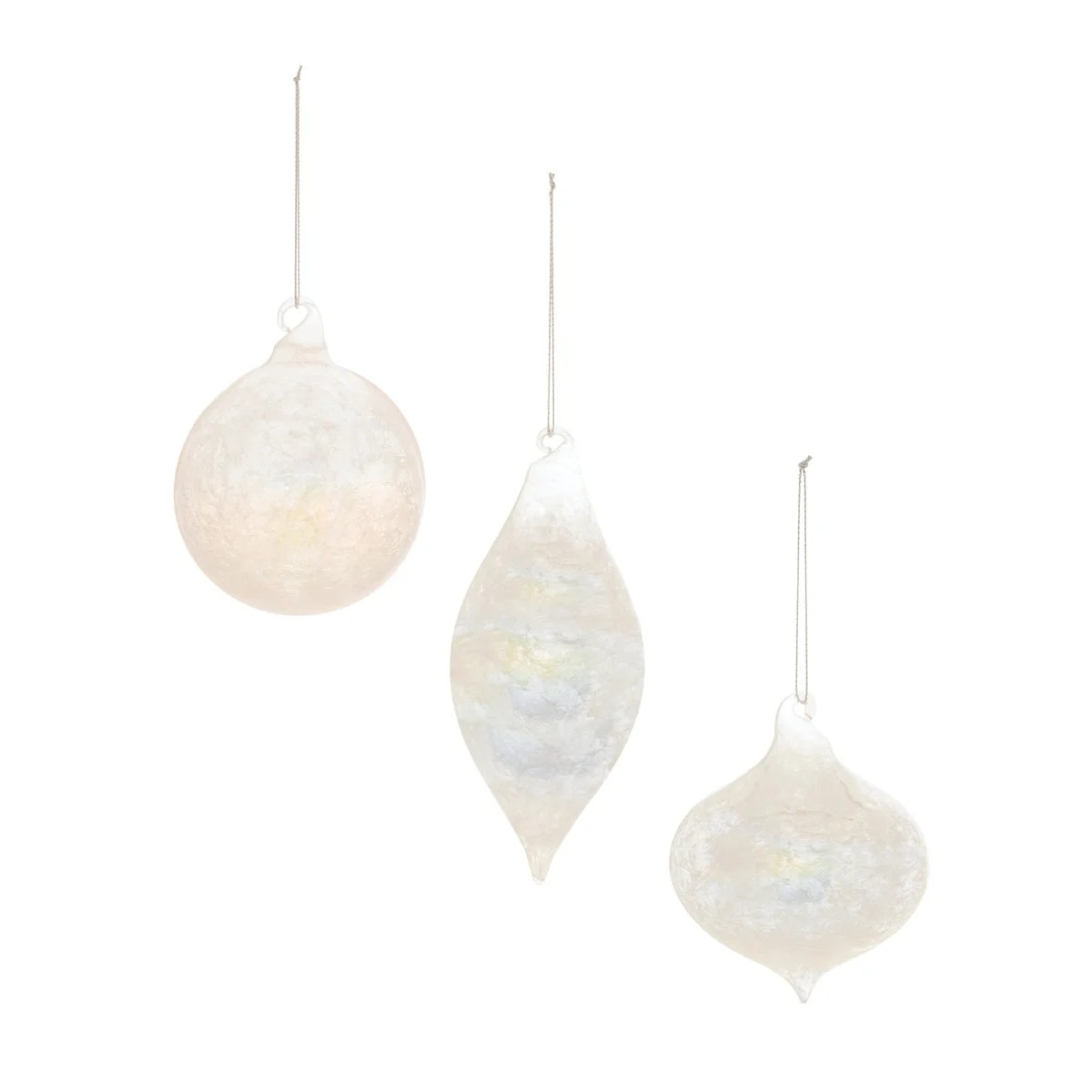 Glass Ornament 5.5"H Gray Iridescent Cloudy Mixed Shape Christmas Decor Set of 6 By Melrose
