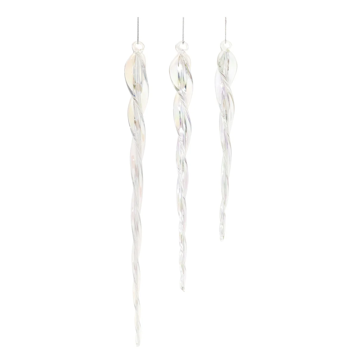 Icicle Ornament (Set of 18) 11.5"H Clear Glass Swirled Glam Holiday Decor By Melrose