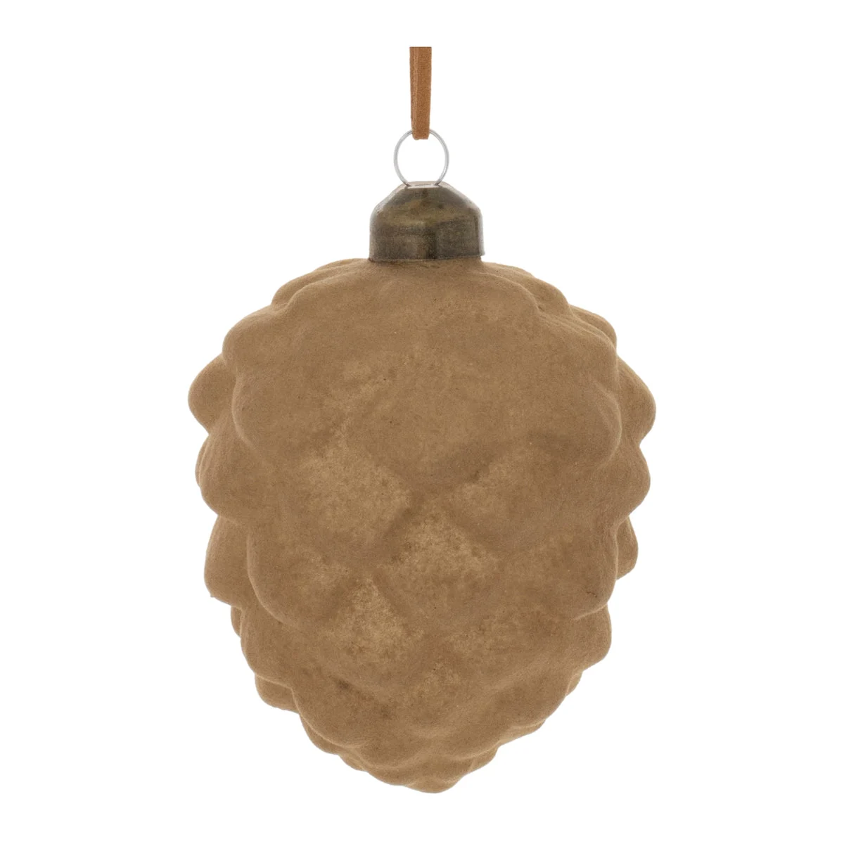 Pine Cone Ball Ornament (Set of 12) 3.75"H Brown Glass Flocked Farmhouse Holiday Decor By Melrose