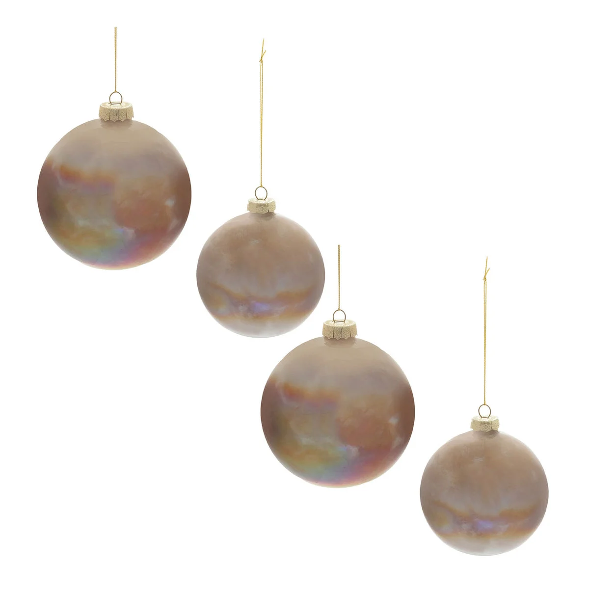 Christmas Tree Glass Ball Ornament Iridescent Brown 4.5" Height Set of 4 by Melrose