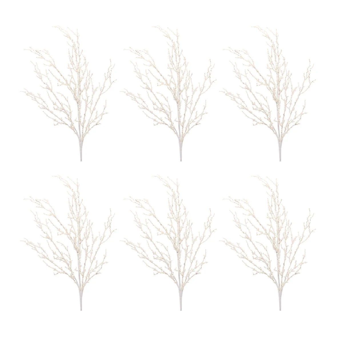 Christmas Glittered Twig Branch Stem 35" Height White Holiday Decor Set of 6 by Melrose