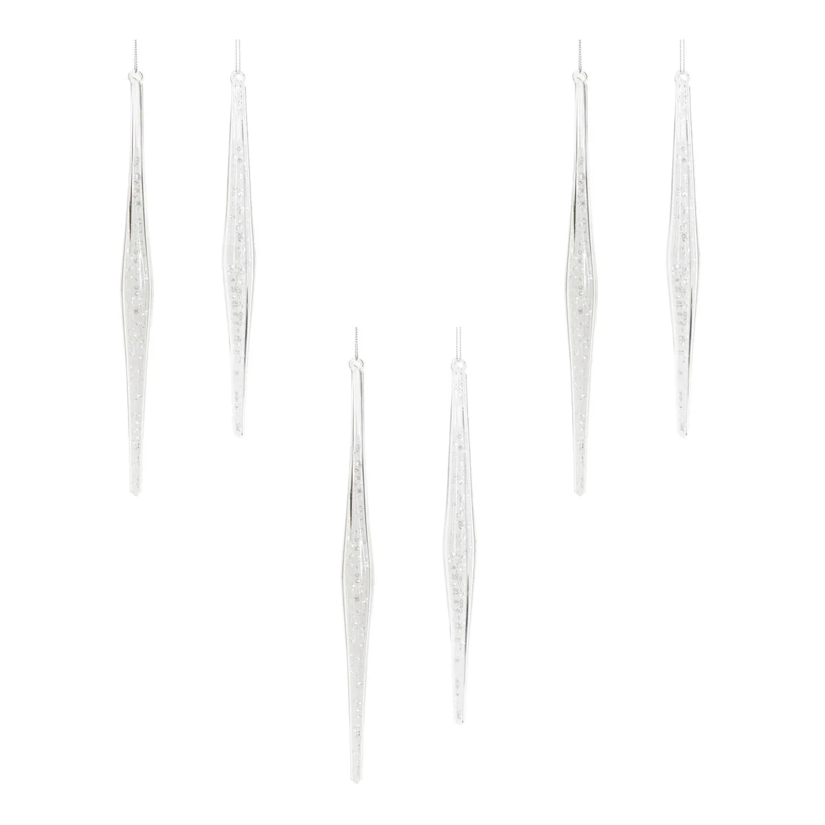 Clear Glass Icicle Ornament – 9.5" H, 11.5" H – Holiday Tree & Garland Decoration by Melrose