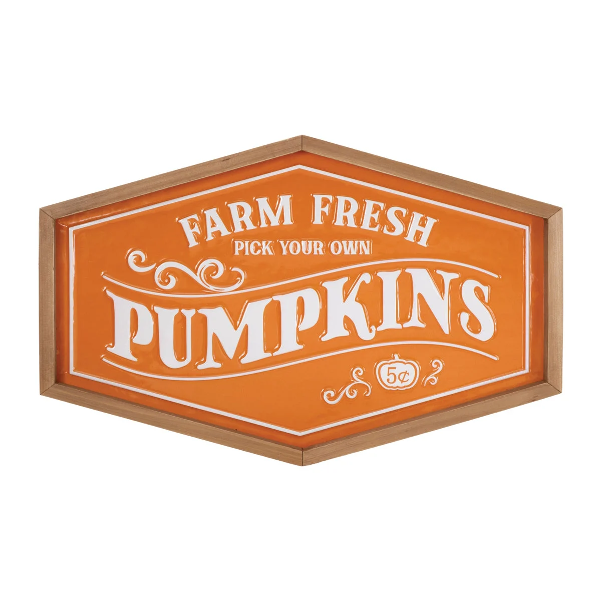 Framed Metal Farm Fresh Pumpkins Sign – 19.5"L x 12.5"H Fall & Thanksgiving Wall Décor by Melrose
