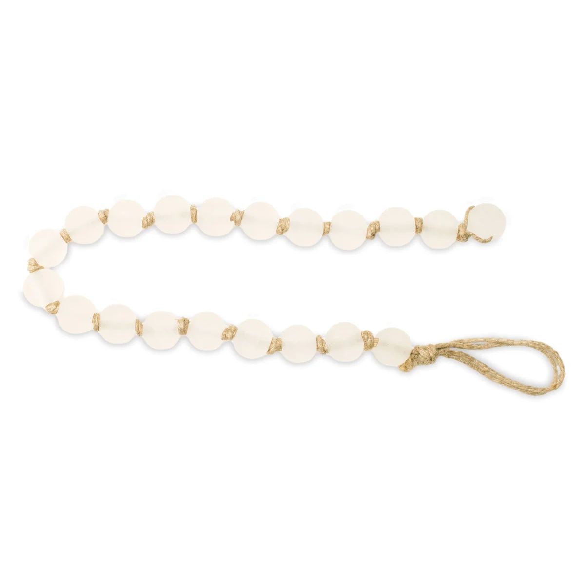 Frosted Glass Bead Garland Set of 2 0.75"H – White Glass Jute Minimal Farmhouse Decor By Melrose