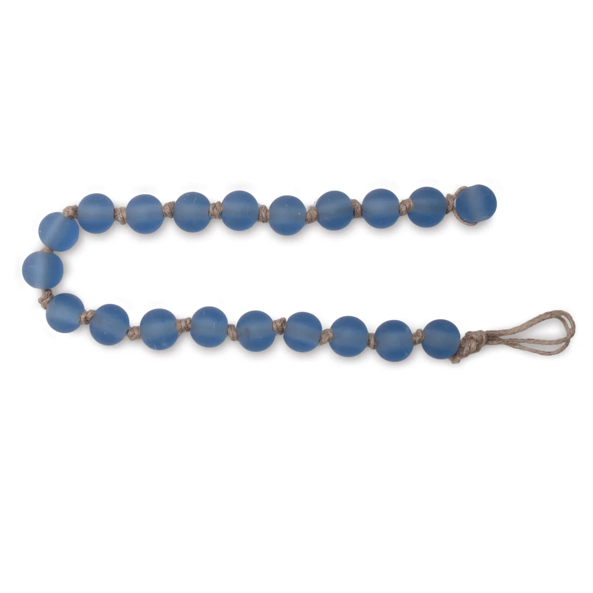Frosted Glass Bead Garland (Set of 2) 24"L – Blue Glass Jute Farmhouse Holiday Decor By Melrose