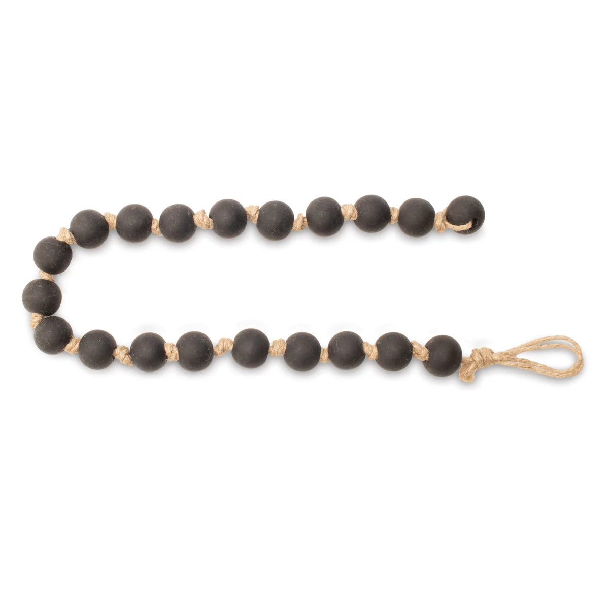 Matte Black Glass Bead Garland (Set of 2) 24"L – Black Tan Glass Jute Farmhouse Holiday Decor By Melrose