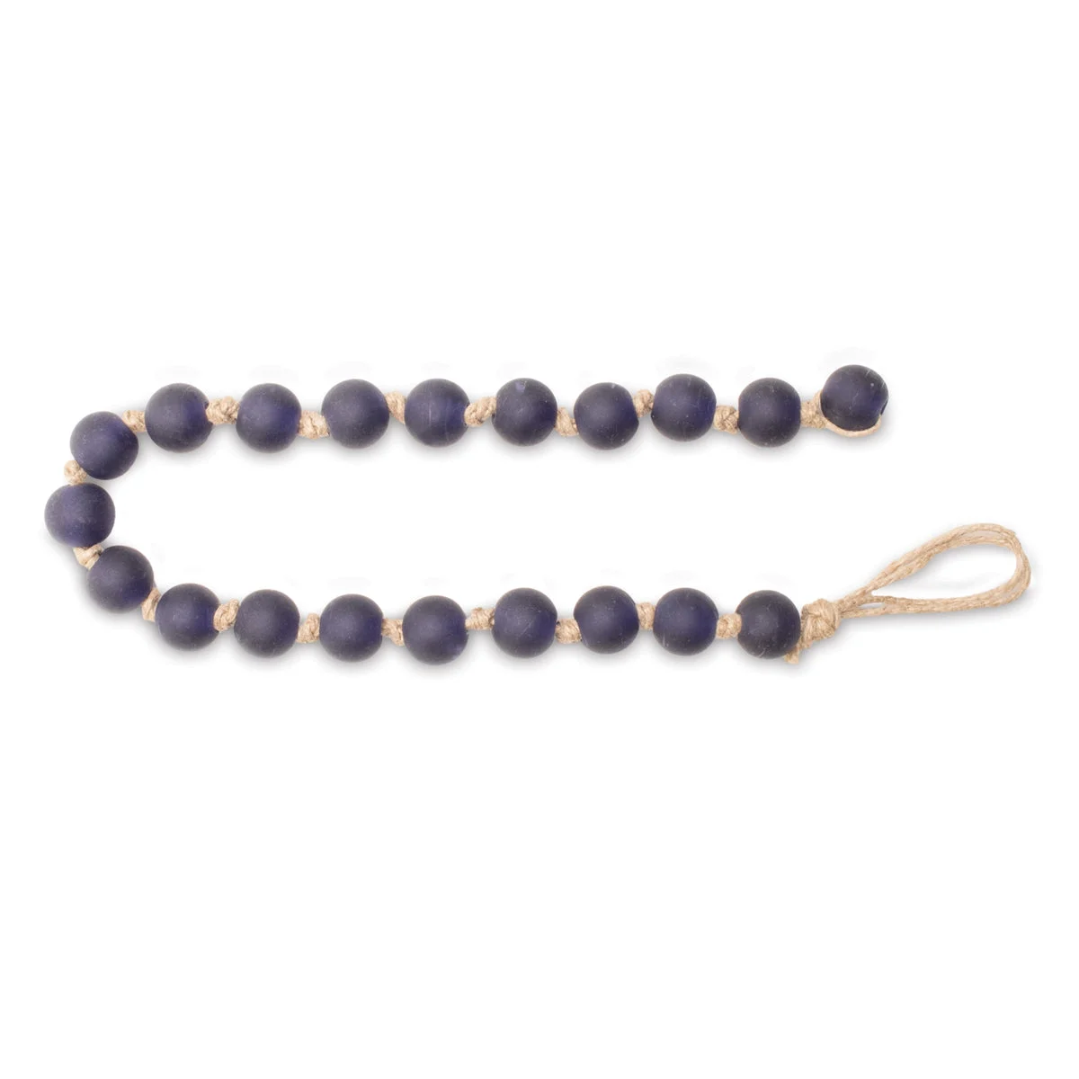 Frosted Glass Bead Garland (Set of 2) 23.75"L – Blue Grey Glass Jute Farmhouse Holiday Decor By Melrose
