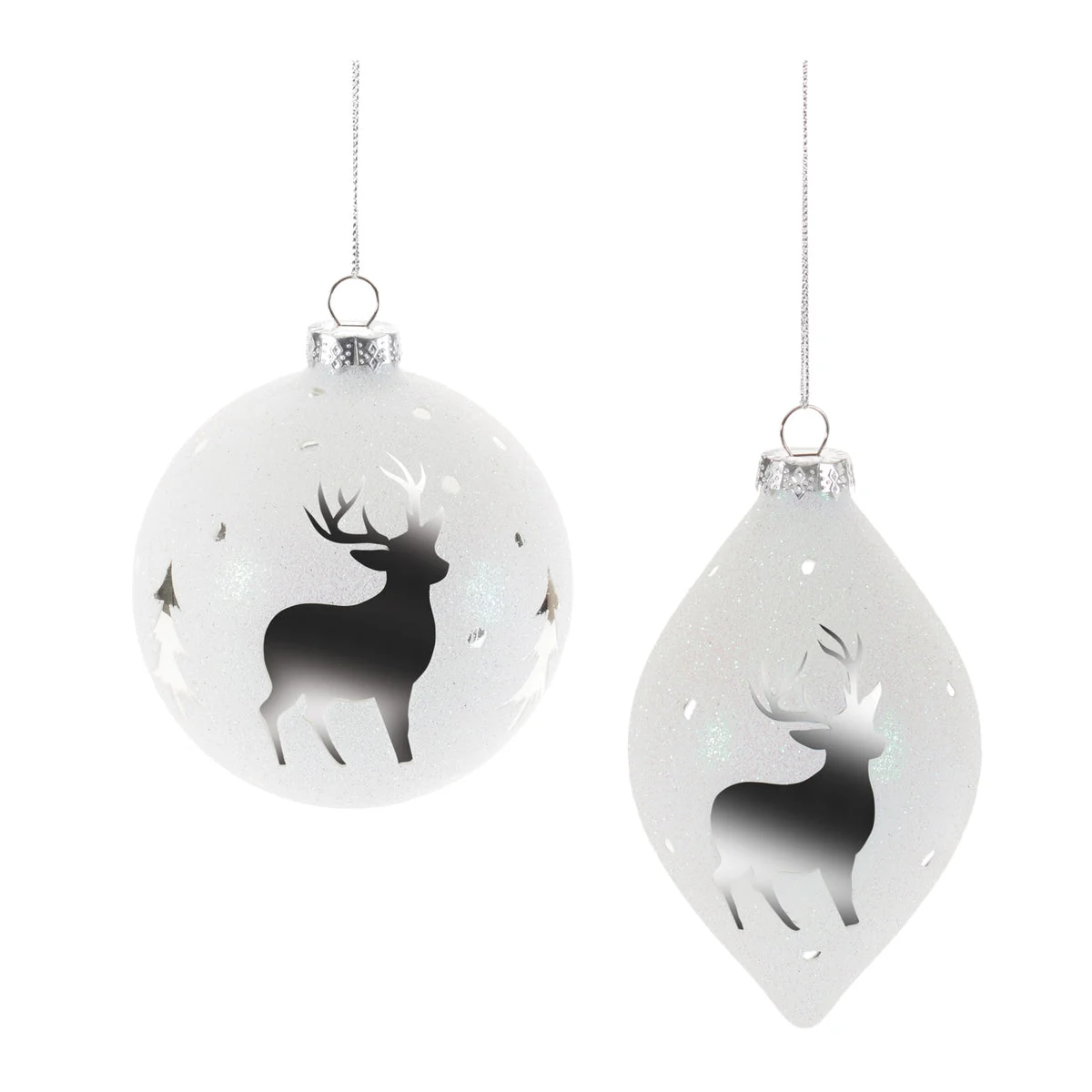 Ornament (Set of 6) – 4"D & 5"H Glass Gray Woodland Christmas Decor By Melrose