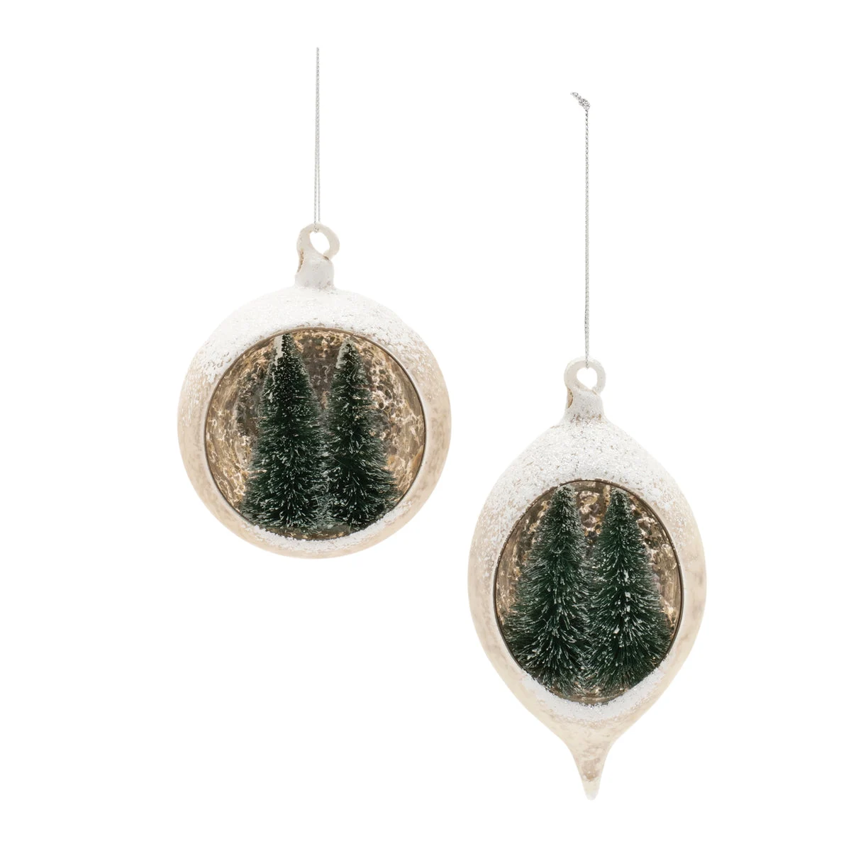 Ornament (Set of 6) – 4.5"H Glass White & Green Mercury Christmas Decor By Melrose