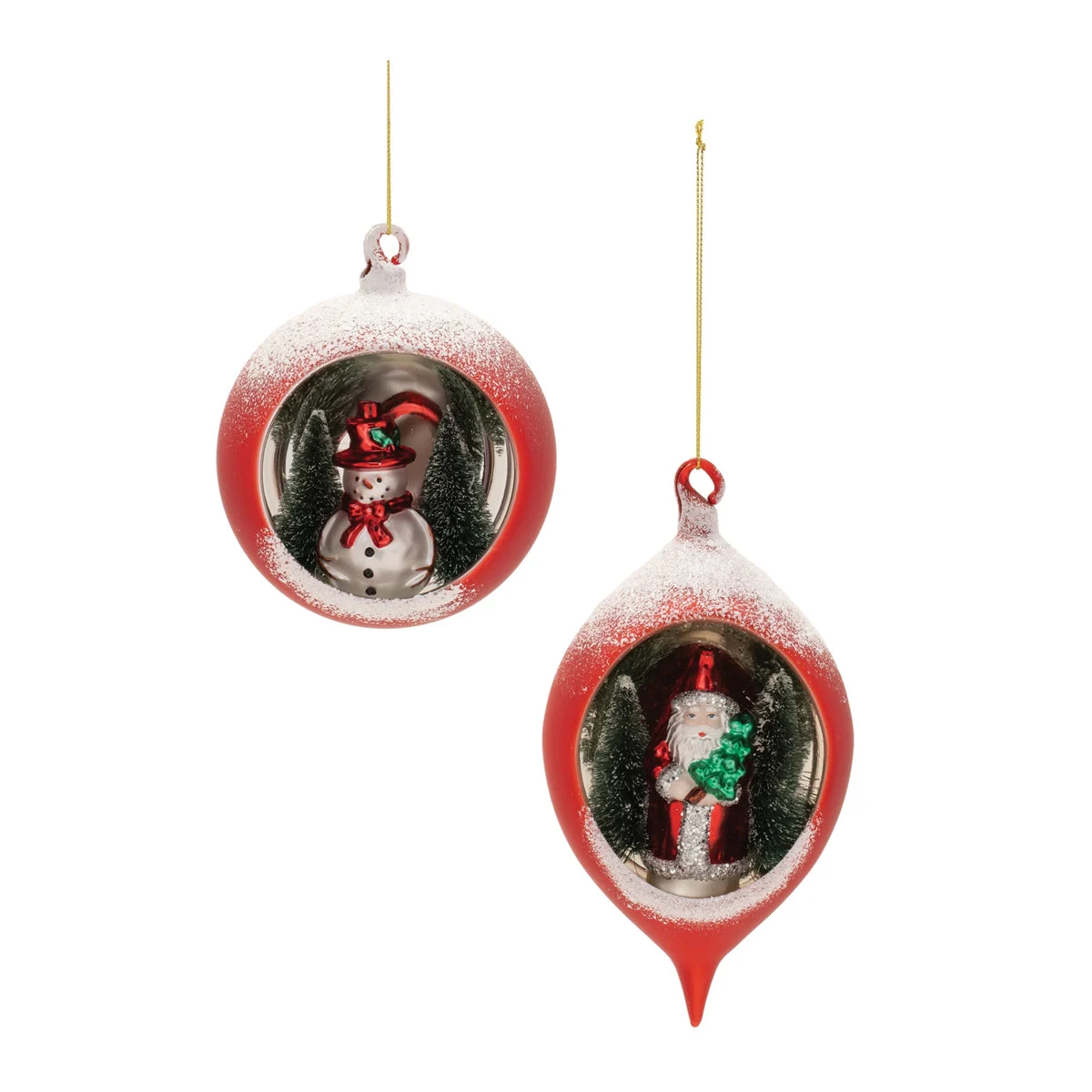 Ornament (Set of 6) – 5"H Glass Red, White & Green Christmas Decor By Melrose