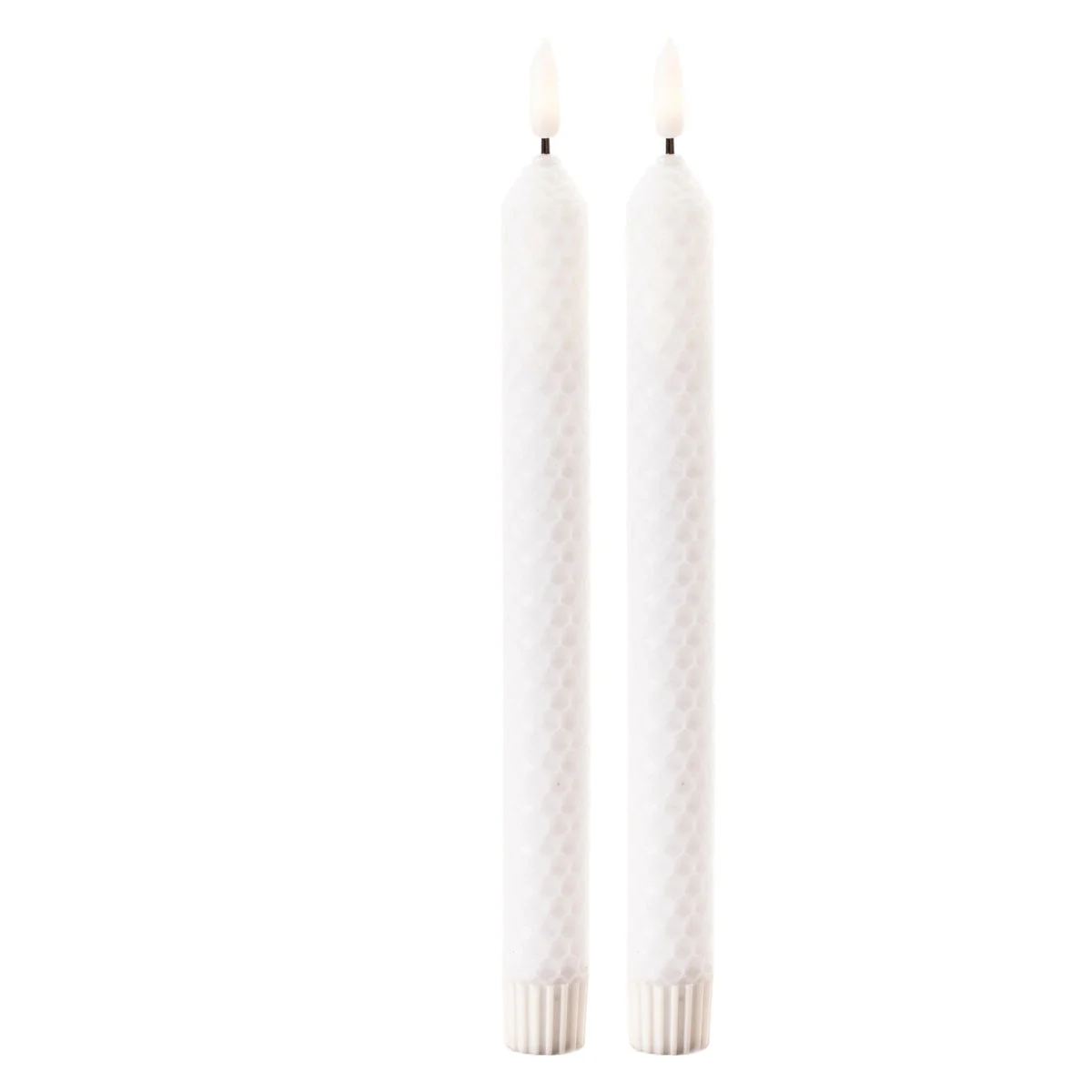 FIA Wick Taper Candle Set 9.75 Inch H White Wax Plastic Glam Style Set of 2 By Melrose