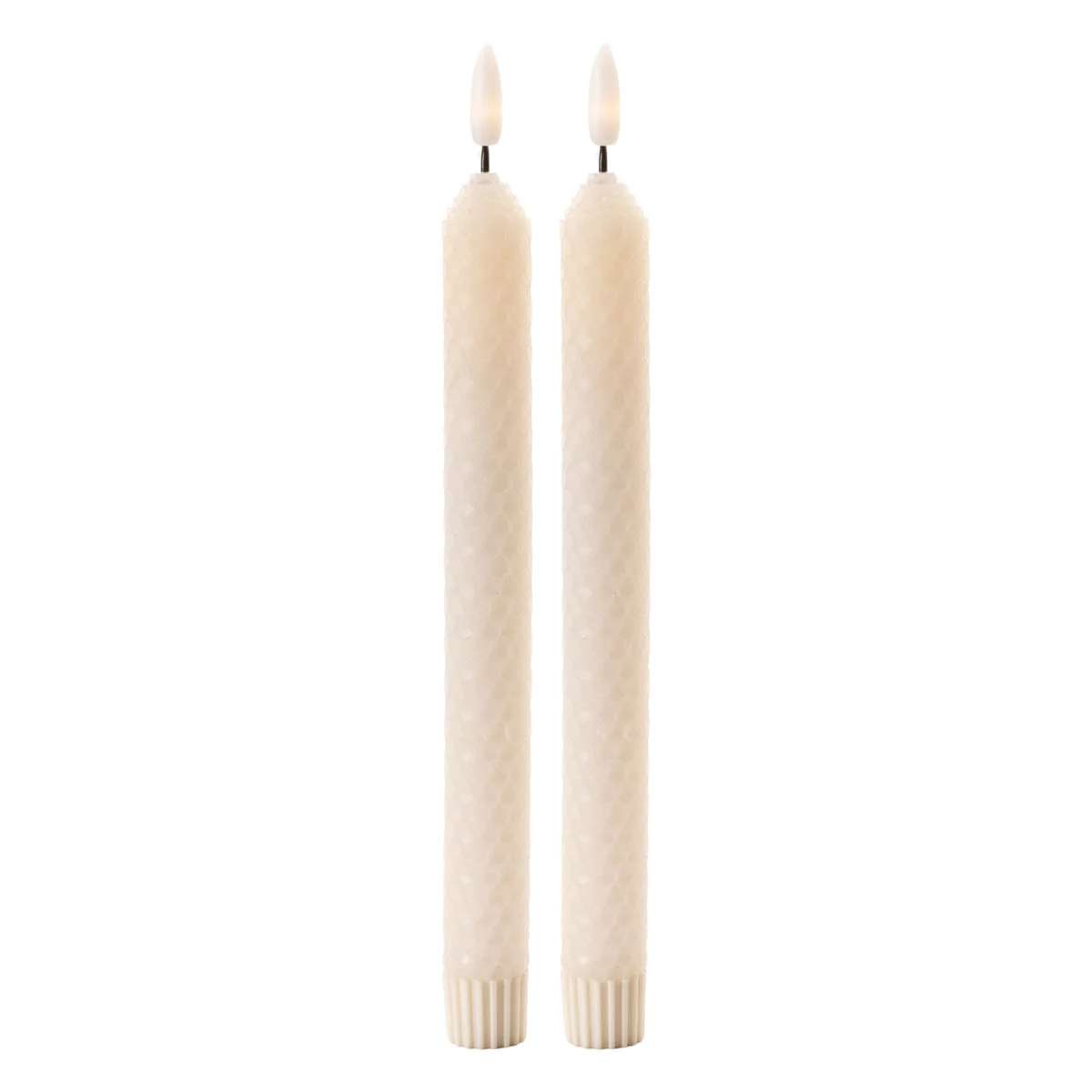 FIA Wick Taper Candle Set 9.75" H Cream Wax Plastic Glam Style Set of 2 By Melrose