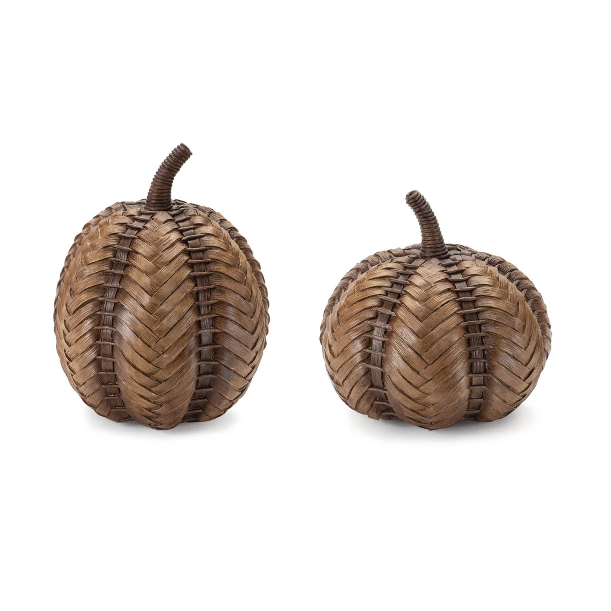 Rustic Pumpkin (Set of 2) – 8.5"H Brown Resin Fall Thanksgiving Decor by Melrose