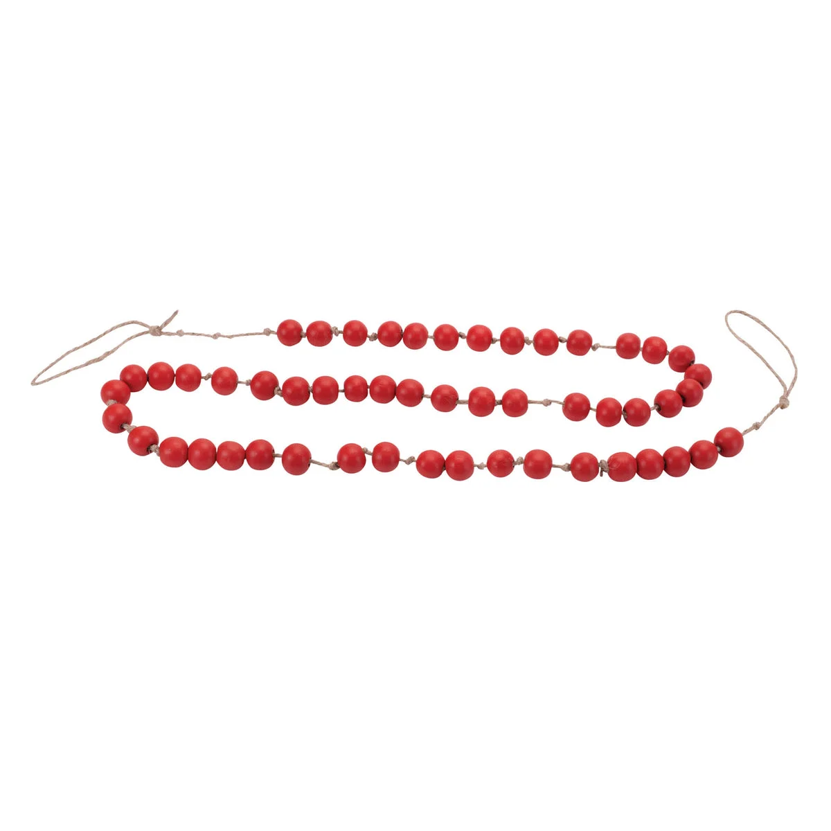 Wood Beaded Garland (Set of 2) – 5'L Red & Beige Wood Christmas Decor by Melrose