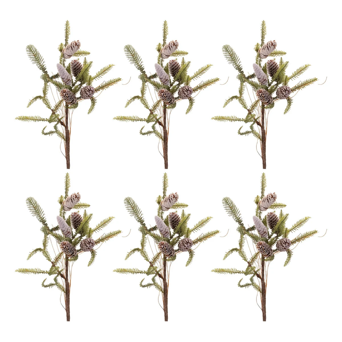 Christmas Pine Spray Plastic Pink Brown 32.5" H Set of 6 Indoor Decor by Melrose