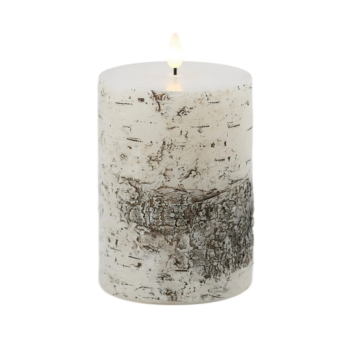 Rustic Birch LED Pillar Candle Set of 2 - 5"H Indoor Decorative Candle by Melrose