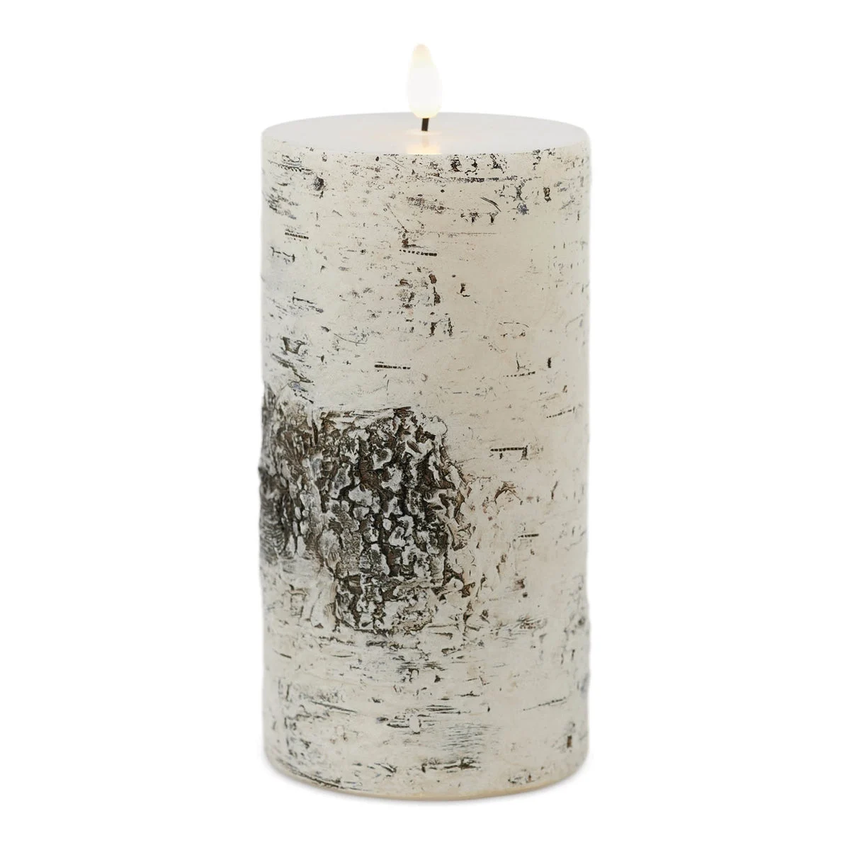 Rustic Birch LED Pillar Candle Set of 2 - 7" H Indoor Flameless Decor by Melrose