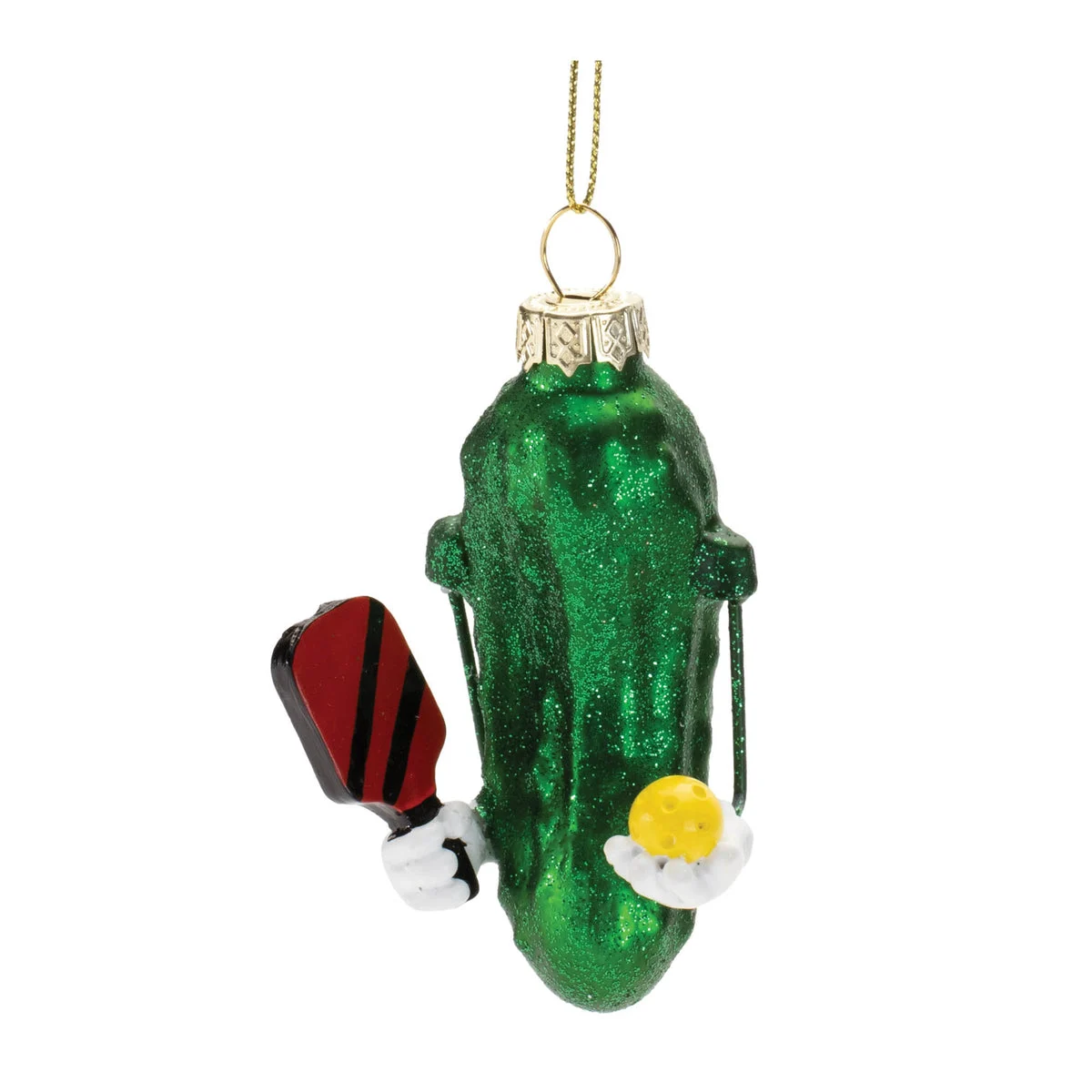 Christmas Pickleball Ornament Green Glass Novelty Tree Decor Set of 12 – 3.5" H by Melrose