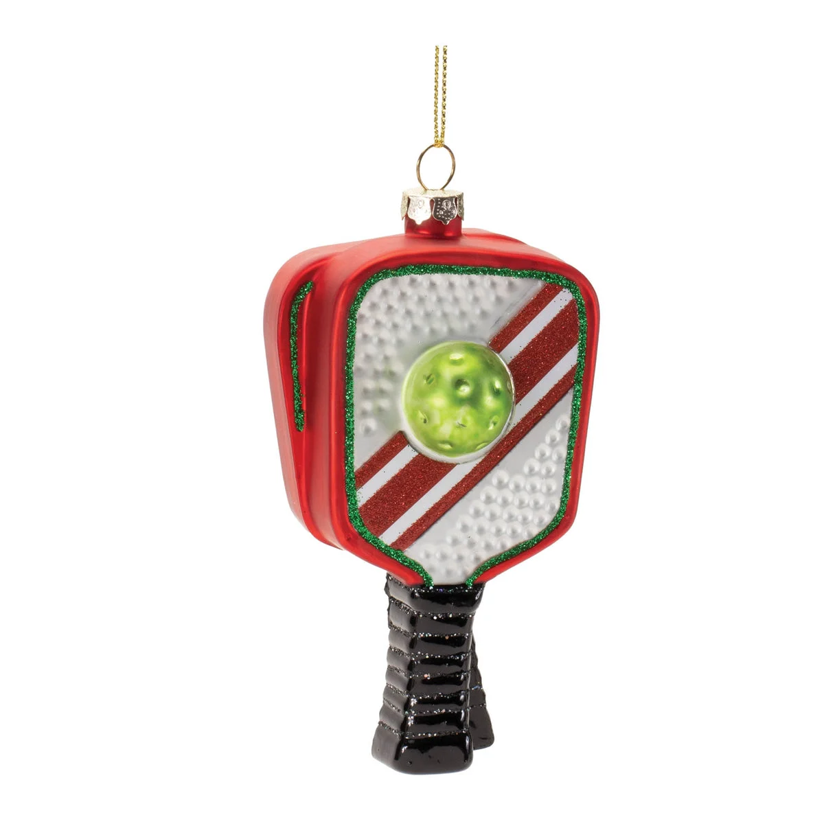 Sports Theme Pickleball Racket Christmas Ornament Set of 6 Glass 5" H Tree Decor by Melrose