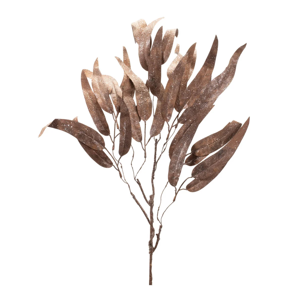 Christmas Eucalyptus Leaf Spray Set of 6 Glittered Brown Floral Stems 31" H by Melrose