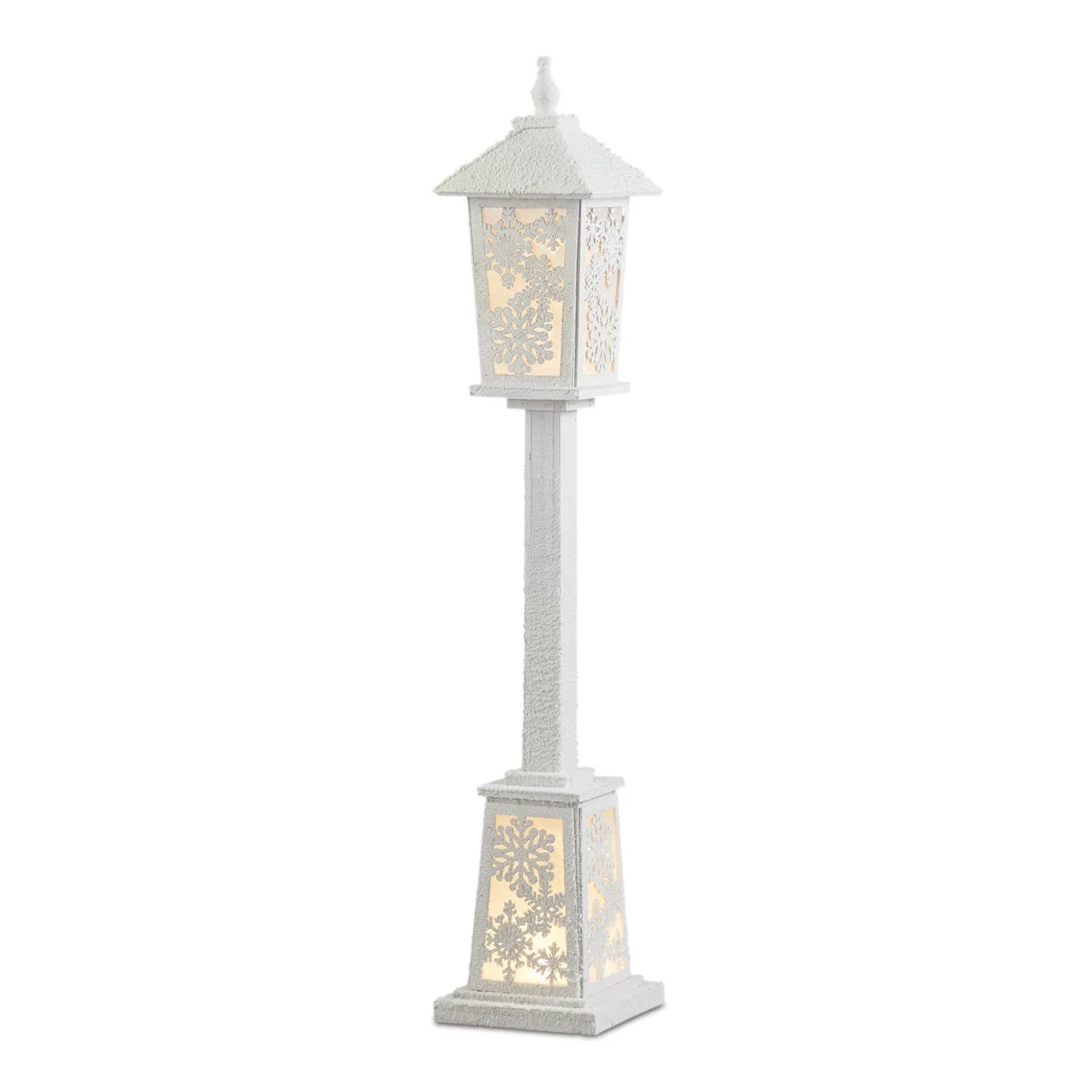 LED White Wooden Lantern Post 48" H Indoor Christmas Accent by Melrose