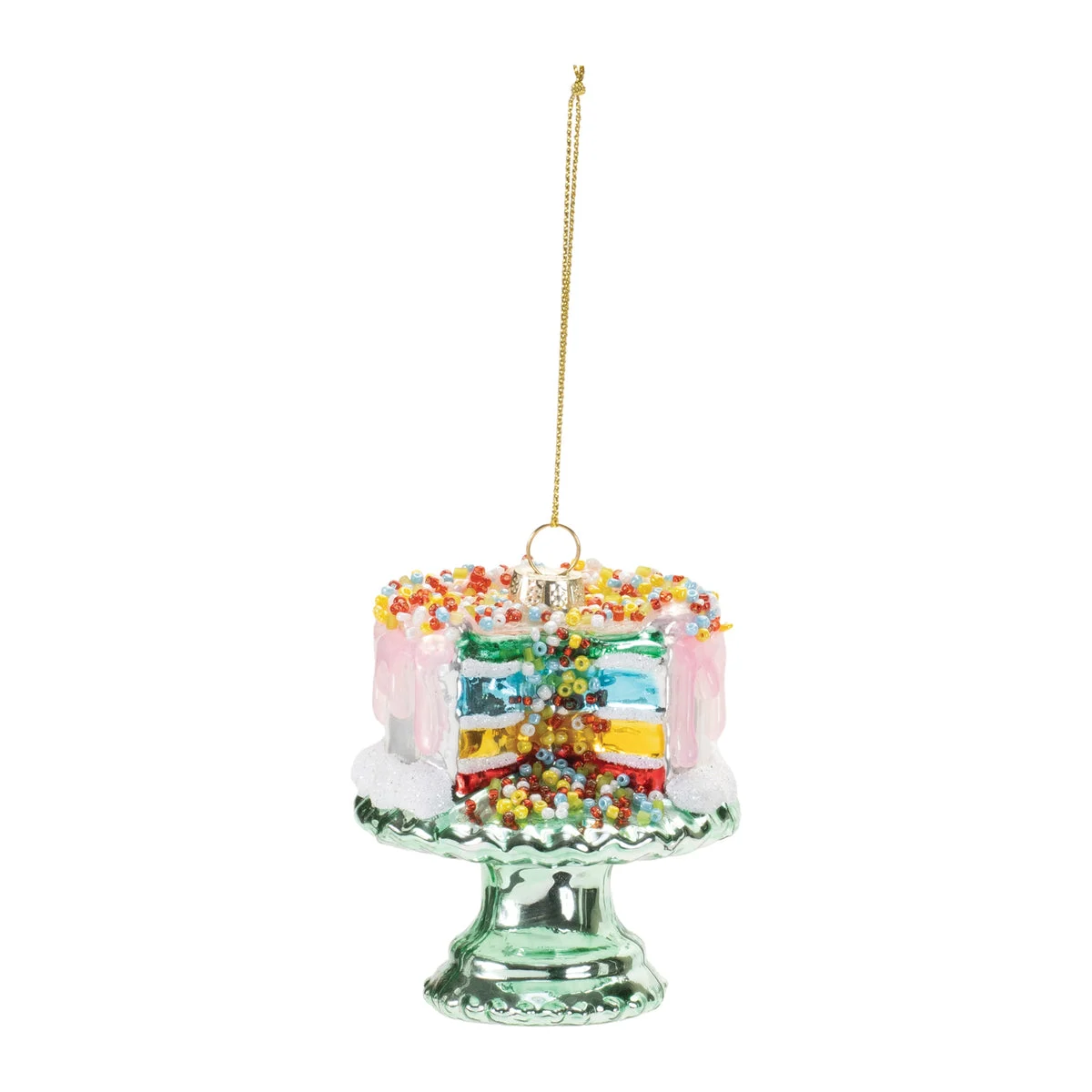 Layered Cake Glass Ornament (Set of 6) – 3.25"H Multicolor Pastel Christmas Tree Decor by Melrose
