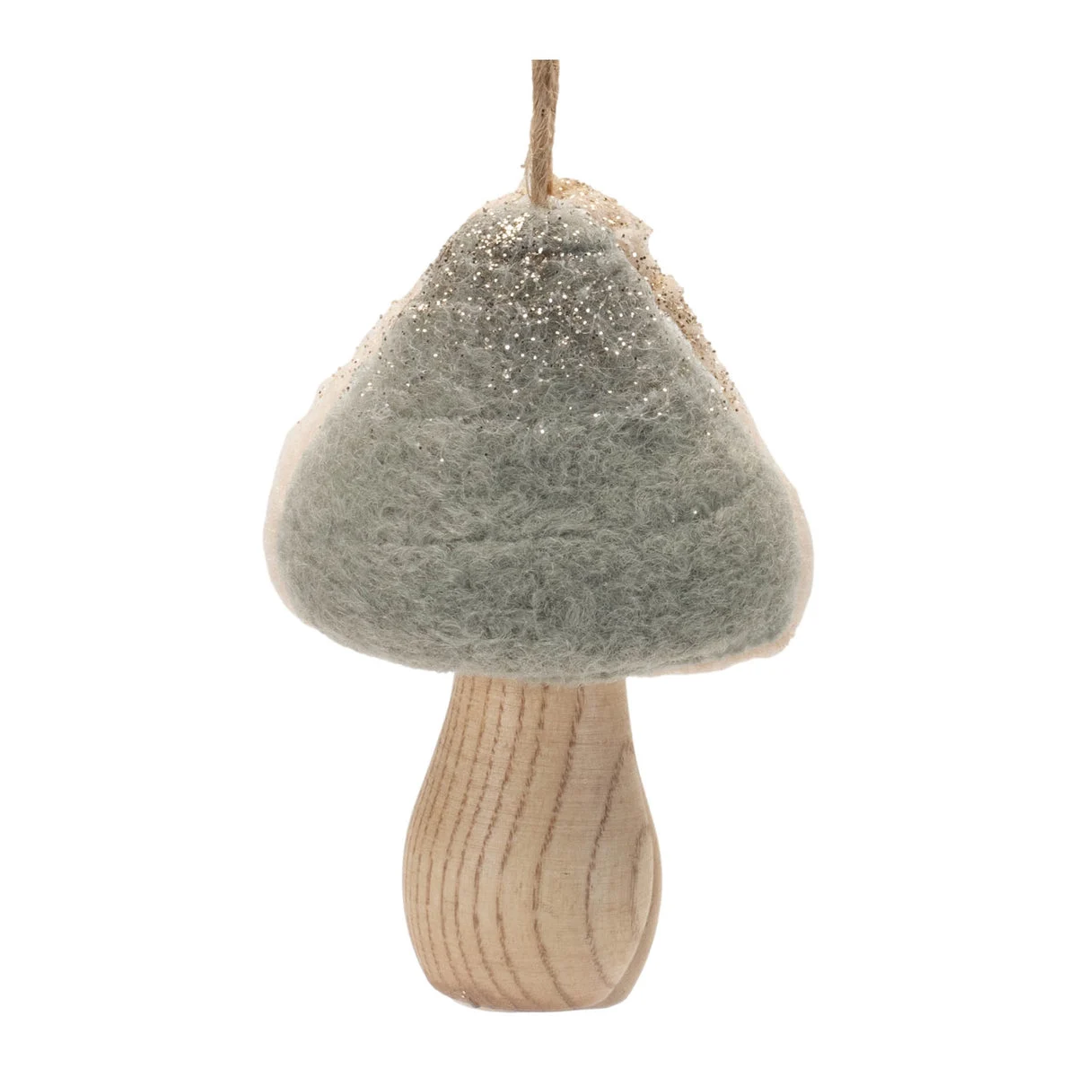 Felt Fabric Mushroom Ornament (Set of 12) – 3.25"H Beige & Gold Woodland Christmas Decor by Melrose